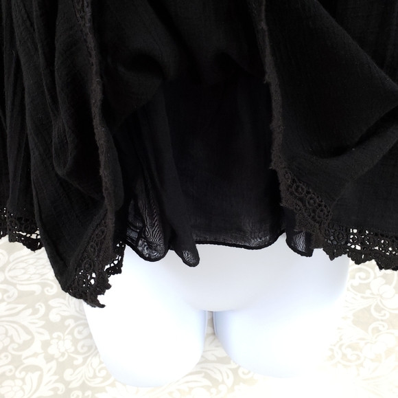 Zara Gauze Off The Shoulder Black Top Size Small - Picture 6 of 8